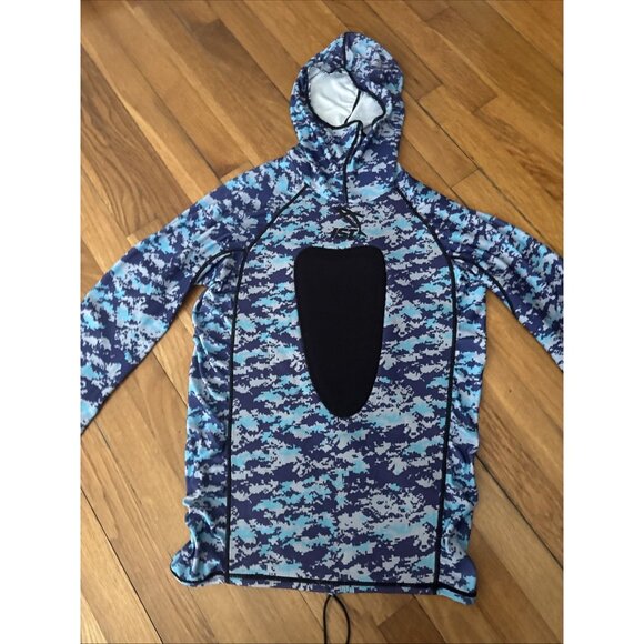 IST PURiGUARD Camouflage Spearfishing Rash Guard with Hood, Loading Pad Size M - Picture 2 of 6